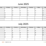 June And July 2025 Calendar | Wikidates For June And July 2025 Editable Calendar