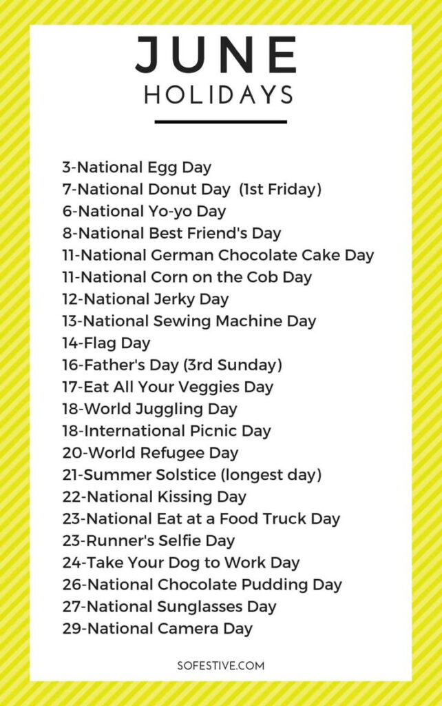 June Holidays 2025 Complete List Of Unique Holidays | So Festive Intended For National Days In June 2025 Calendar June Holidays 2025 Complete List Of Unique Holidays | So Festive Intended For National Days In June 2025 Calendar