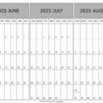 June To August Calendar 2025 Templates   Three Months In 3 Month Calendar June July August 2025