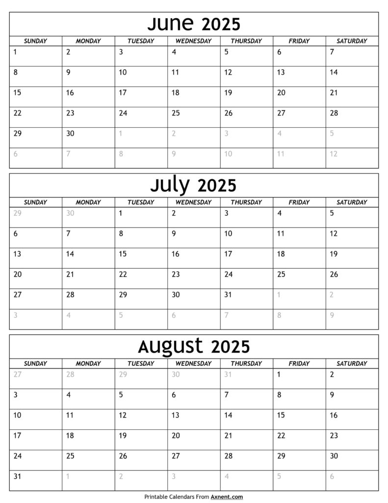 June To August Calendar 2025 Templates Three Months With Free Printable Calendar June July August 2025 June To August Calendar 2025 Templates Three Months With Free Printable Calendar June July August 2025