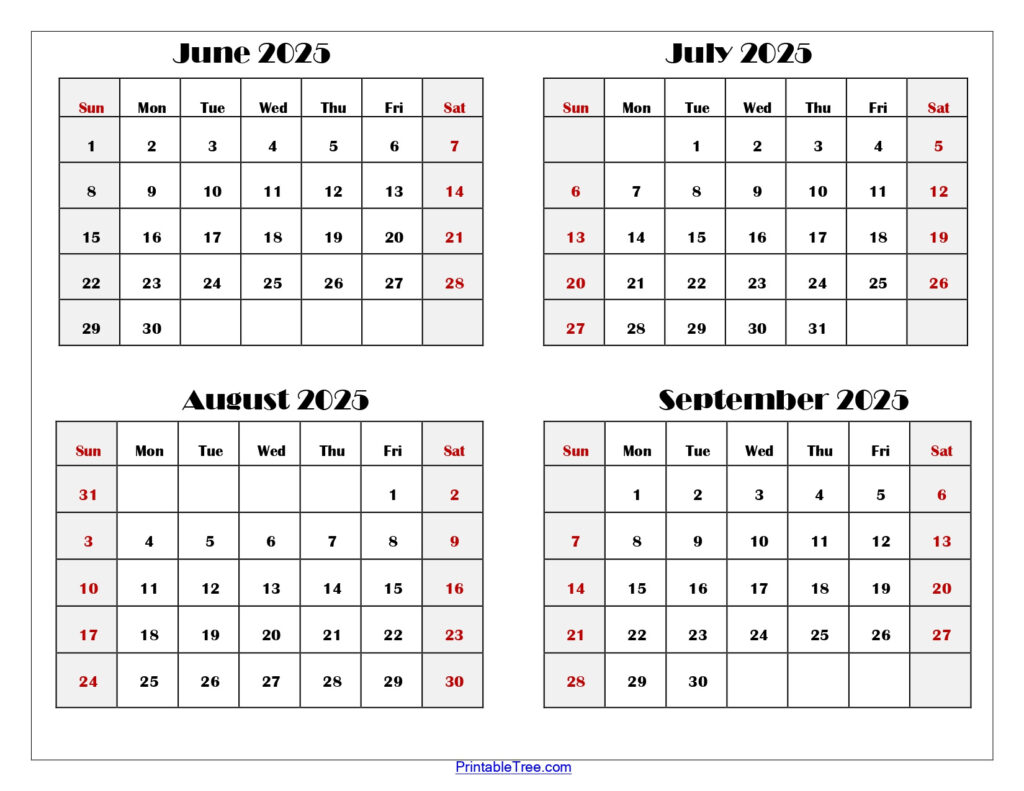 June To September 2025 Calendar Printable Pdf | Four Months Calendar In June July August September 2025 Calendar June To September 2025 Calendar Printable Pdf | Four Months Calendar In June July August September 2025 Calendar