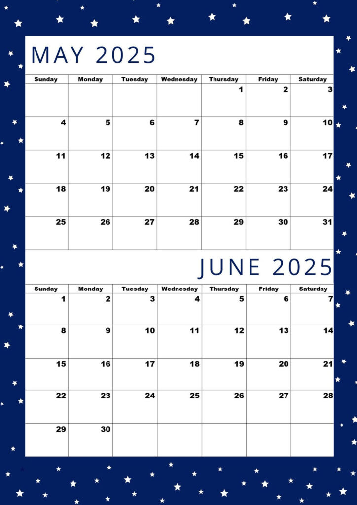 Premium Kalender Für Mai 2025 Und Juni 2025, Pdf Zum Einfachen Drucken!    Etsy.de Intended For Calendar 2025 May June