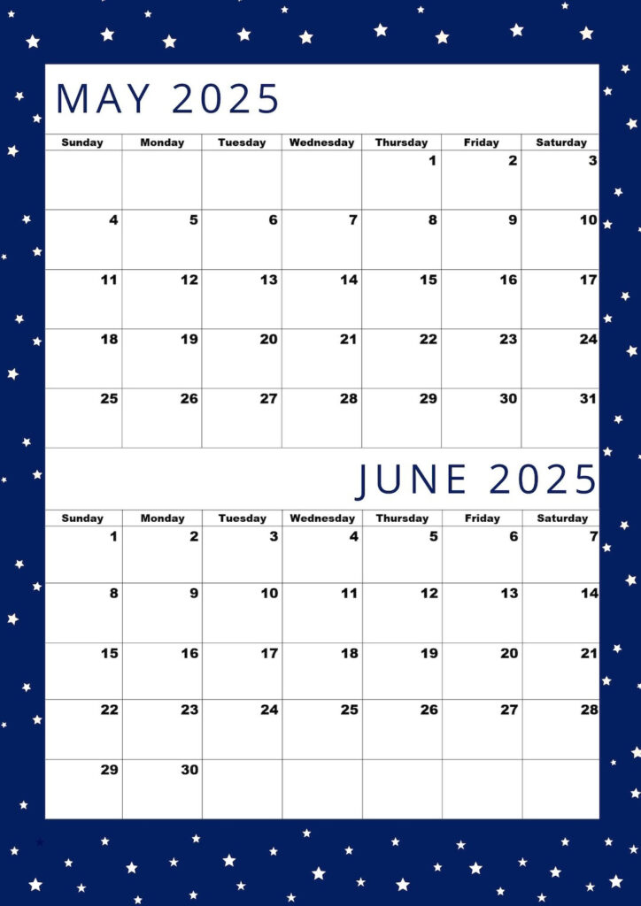 Premium Kalender Für Mai 2025 Und Juni 2025, Pdf Zum Einfachen Drucken!    Etsy.de Regarding 2025 May June Calendar