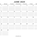 Printable Cute June 2025 Calendar Templates | Calendarkart Throughout June 2025 Calendar Fillable