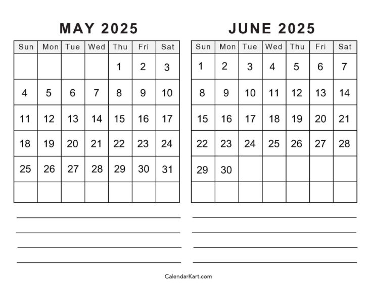 Calendar 2025 May June July