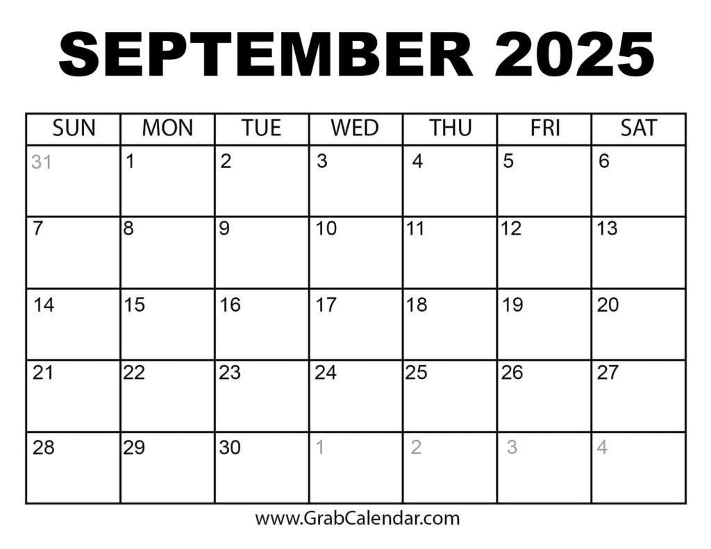 Printable September 2025 Calendar For Printable Calendar September 2024   June 2025