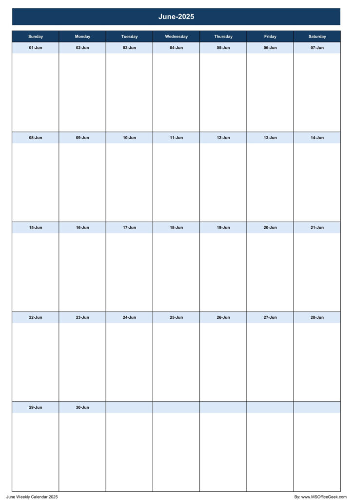 Ready To Use Printable Weekly Calendar 2025 Msofficegeek Pertaining To June 2025 Weekly Calendar Ready To Use Printable Weekly Calendar 2025 Msofficegeek Pertaining To June 2025 Weekly Calendar
