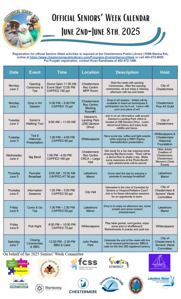 Seniors' Week 2025 | City Of Chestermere Inside June Activity Calendar For Seniors 2025 Seniors' Week 2025 | City Of Chestermere Inside June Activity Calendar For Seniors 2025
