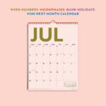 2025–2026 Mid Year Calendar | Simply Bright | July Start | A4 Throughout July Calendar 2025 Waterproof