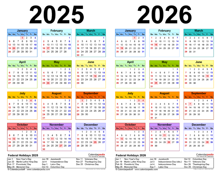 August 2025 to July 2026 Calendar