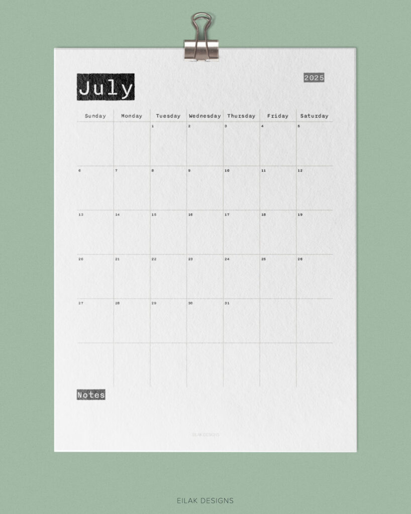2025 Monthly Calendar Typewriter | Digital Download For July Calendar 2025 Waterproof 2025 Monthly Calendar Typewriter | Digital Download For July Calendar 2025 Waterproof