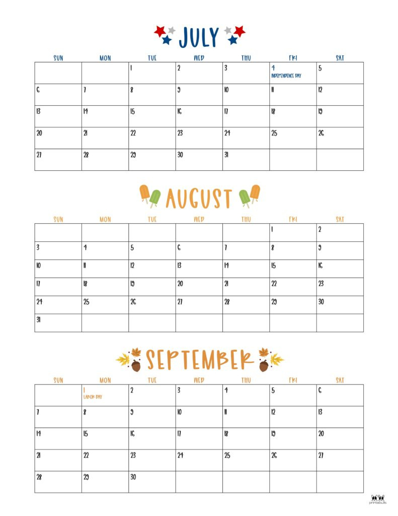 2025 Summer Calendars 27 Free Printables | Printabulls For July Aug Sept 2025 Calendar Printable 2025 Summer Calendars 27 Free Printables | Printabulls For July Aug Sept 2025 Calendar Printable