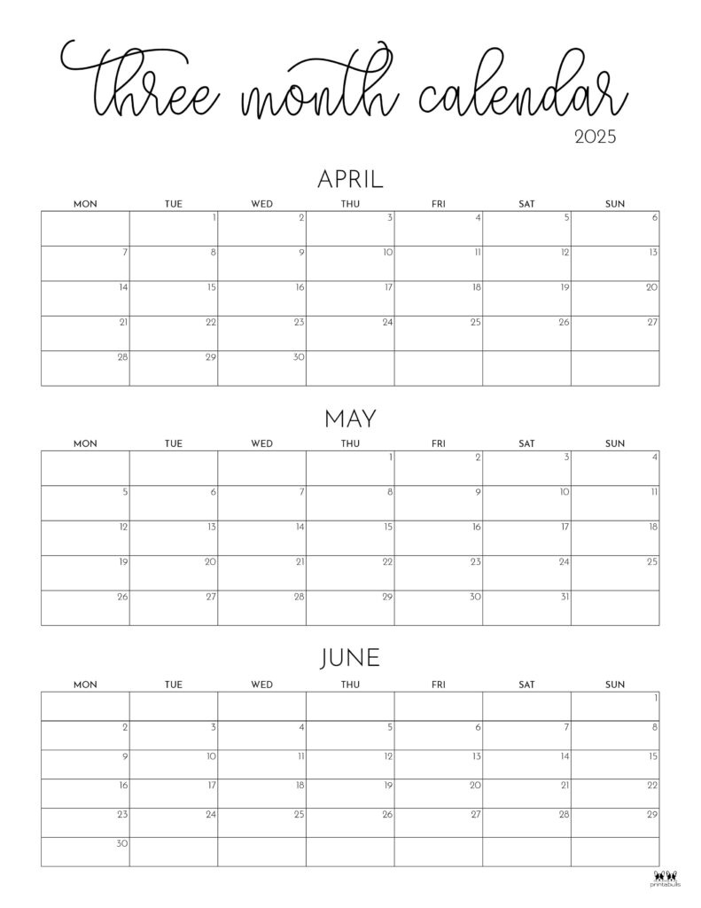2025 Three Month/Quarterly Calendars 36 Free Cals | Printabulls With Printable 3 Month Calendar 2025 May June July 2025 Three Month/Quarterly Calendars 36 Free Cals | Printabulls With Printable 3 Month Calendar 2025 May June July