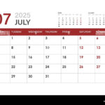 Calendar For July 2025. The Week Starts On Monday Stock Vector For July Calendar 2025 Monday Start