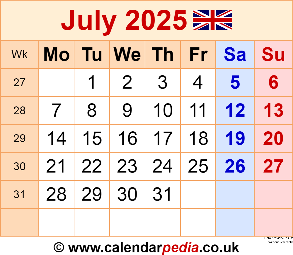 Calendar July 2025 Uk With Pdf, Excel And Word Templates Throughout July Calendar 2025 UK Calendar July 2025 Uk With Pdf, Excel And Word Templates Throughout July Calendar 2025 UK