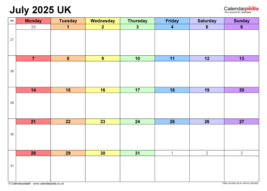 Calendar July 2025 Uk With Pdf, Excel And Word Templates Within July 2025 Calendar Printable Uk Calendar July 2025 Uk With Pdf, Excel And Word Templates Within July 2025 Calendar Printable Uk