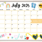 Editable July 2025 Summer Calendar, Printable July Calendar Intended For July Calendar 2025 Homemade Gifts