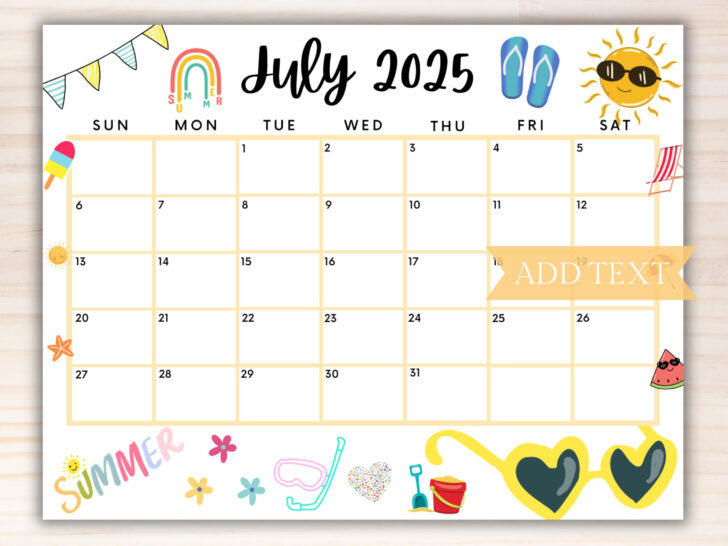July Calendar 2025 Homemade Gifts