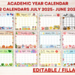 Editable School Calendar 2025 2026 From July To June  Printable With Regard To July 2025 To June 2026 School Calendar