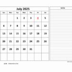 Free Download Printable July 2025 Calendar, Large Space For For July 2025 Calendar With Notes