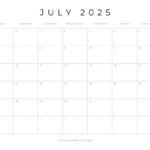 Free Printable 2025 Blank Calendar Templates (All 12 Months) Throughout July 2025 Blank Printable Calendar