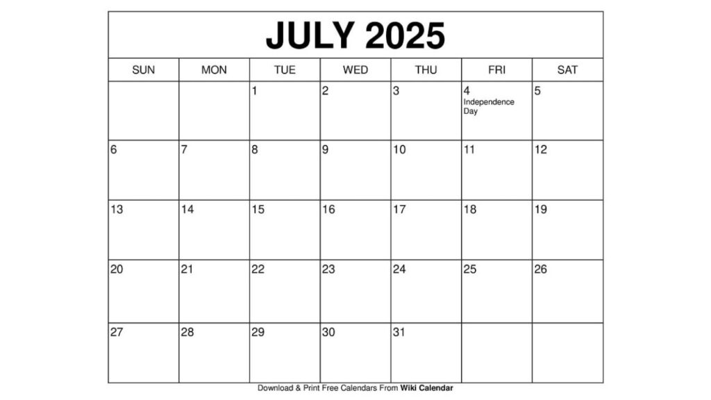 Free Printable July 2025 Calendar Templates With Holidays Wiki Calendar With July 2025 Wiki Calendar Printable Free Free Printable July 2025 Calendar Templates With Holidays Wiki Calendar With July 2025 Wiki Calendar Printable Free