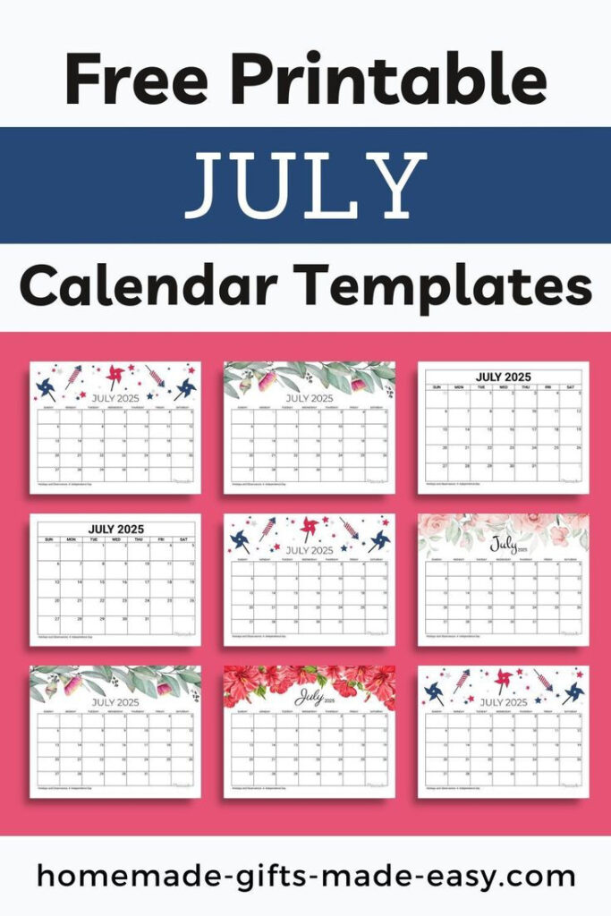 Free Printable July 2025 Calendar With Holidays | Homemade Gifts For July Calendar 2025 Homemade Gifts Free Printable July 2025 Calendar With Holidays | Homemade Gifts For July Calendar 2025 Homemade Gifts