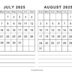 Free Printable July August 2025 Calendar | Calendarkart With Regard To July And August 2025 Calendar Printable