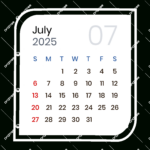 July 2025 Calendar Elegant Vector, July 2025, July 2025 Calendar In July Calendar 2025 Png