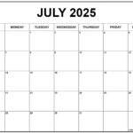 July 2025 Calendar | Free Printable Calendars Intended For July 2025 Printable Calendar Free