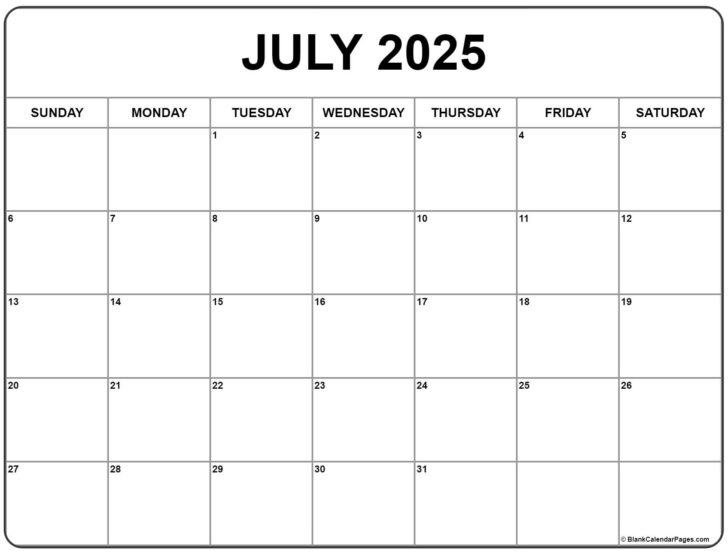 July 2025 Printable Calendar Free