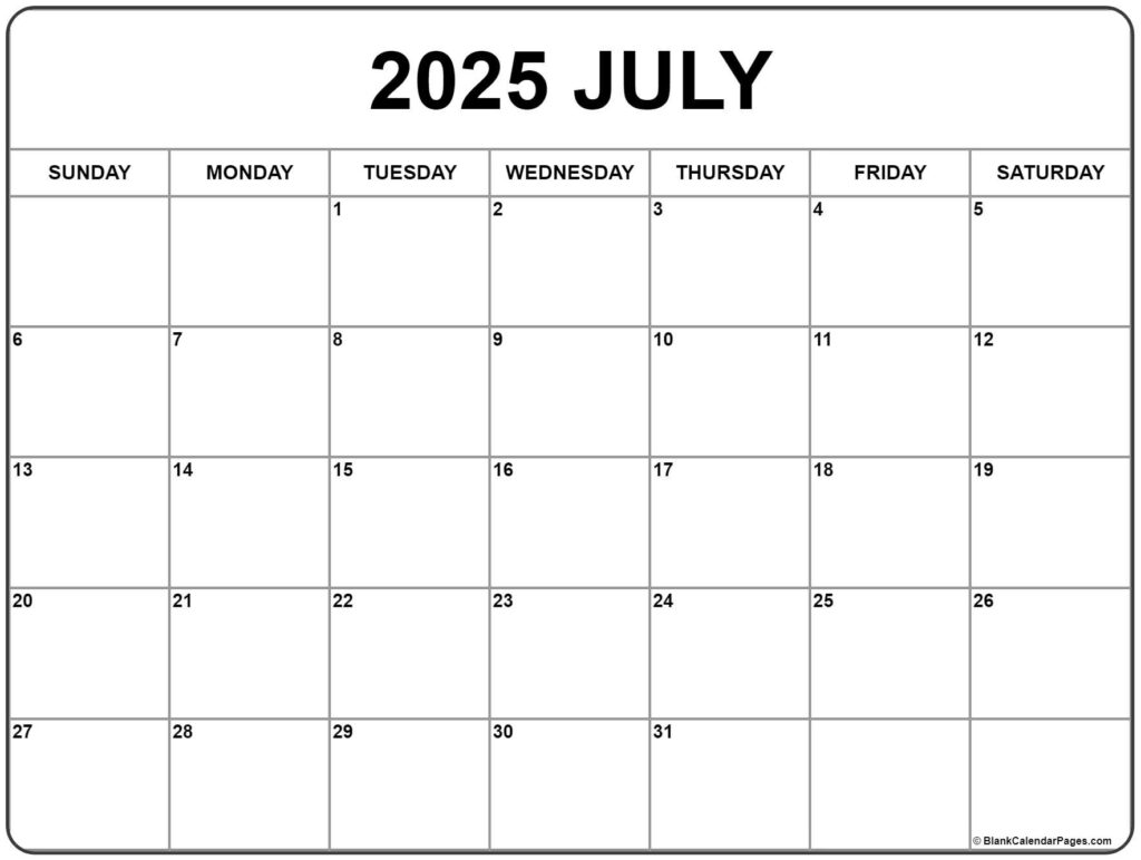 July 2025 Calendar | Free Printable Calendars Pertaining To July Calendar 2025 Blank July 2025 Calendar | Free Printable Calendars Pertaining To July Calendar 2025 Blank