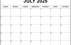 July 2025 Calendar | Free Printable Calendars throughout July Calender 2025 Printable
