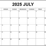July 2025 Calendar | Free Printable Calendars With Regard To July 2025 Blank Printable Calendar