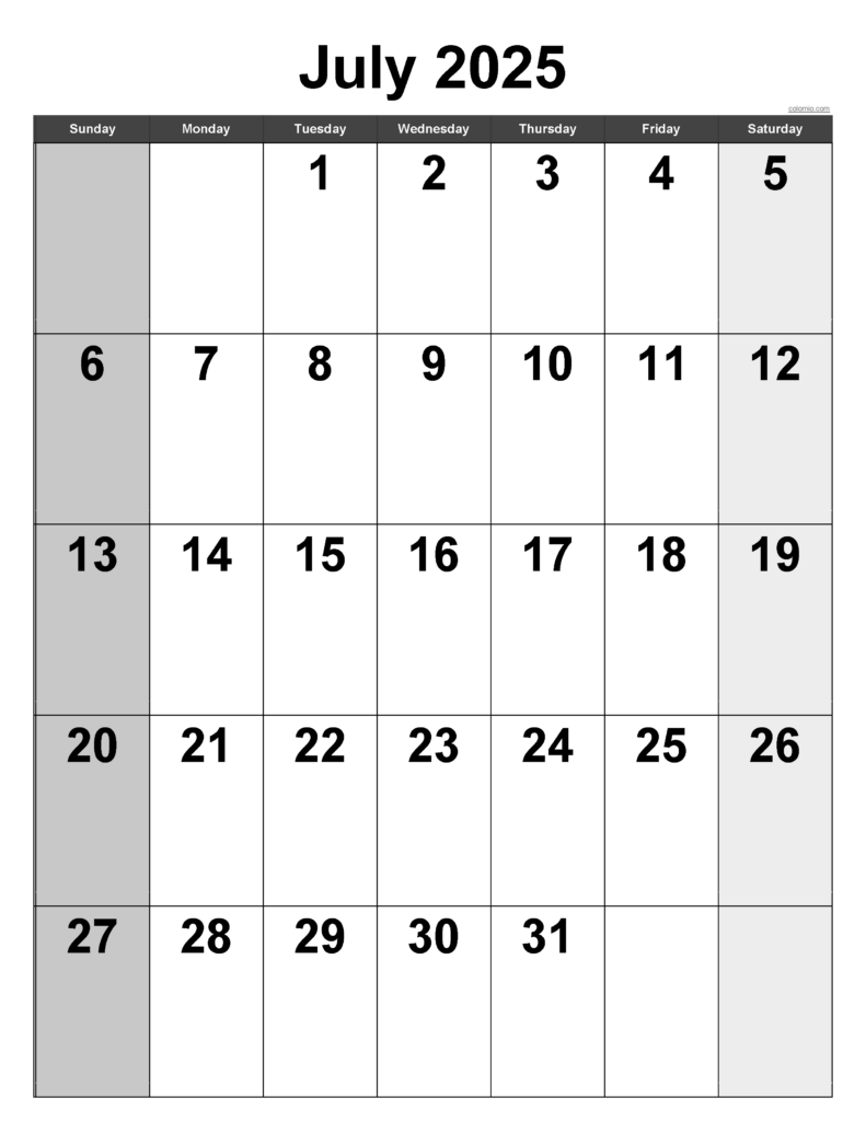 July 2025 Calendar | Free Printable Pdf, Xls And Png In July 2025 Calendar Vertical July 2025 Calendar | Free Printable Pdf, Xls And Png In July 2025 Calendar Vertical