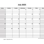 July 2025 Calendar Free Printable With Grid Lines Designed Intended For July 2025 Calendar With Lines Printable Free