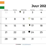 July 2025 Calendar India In July Calendar 2025 With Holidays