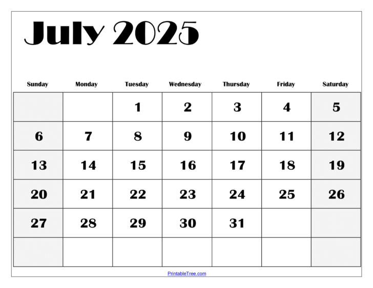 18 Month Calendar Starting July 2025