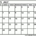 July 2025 Calendar Printable Regarding Calendar Of July 2025