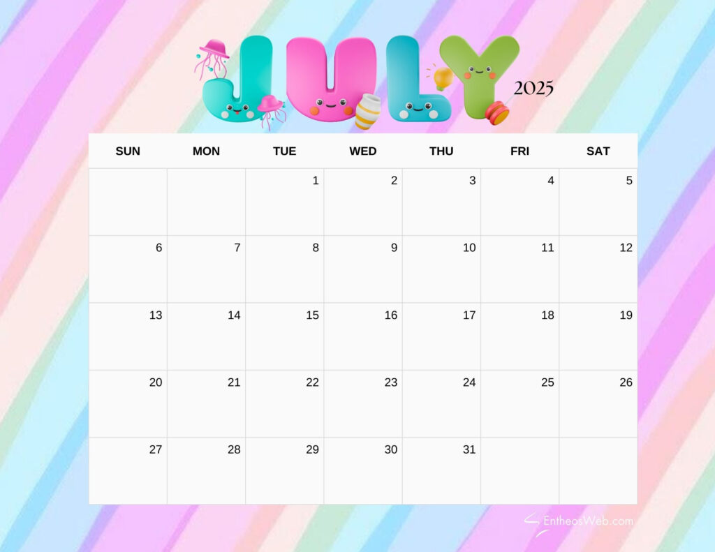July 2025 Calendar Printables | Entheosweb Pertaining To July 2025 Calendar Kids July 2025 Calendar Printables | Entheosweb Pertaining To July 2025 Calendar Kids