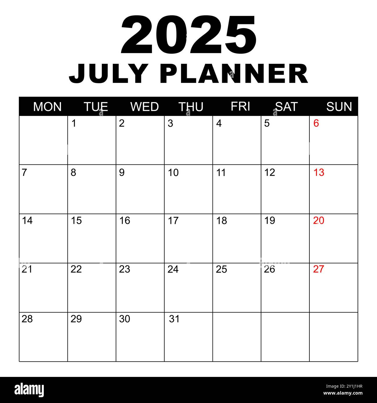 July 2025 Calendar. Week Starts On Monday. Blank Calendar Template in July Calendar 2025 Monday Start