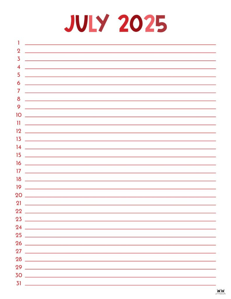 July 2025 Calendars 107 Free Printables | Printabulls With July Calendar 2025 Printable With Lines July 2025 Calendars 107 Free Printables | Printabulls With July Calendar 2025 Printable With Lines