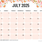 July 2025 Printable Calendar (52 Free Pdf Printables) For July 2025 Calendar Printable Monday Start