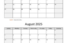 July And August 2025 Calendar | Wikidates intended for July August September 2025 Printable Calendar