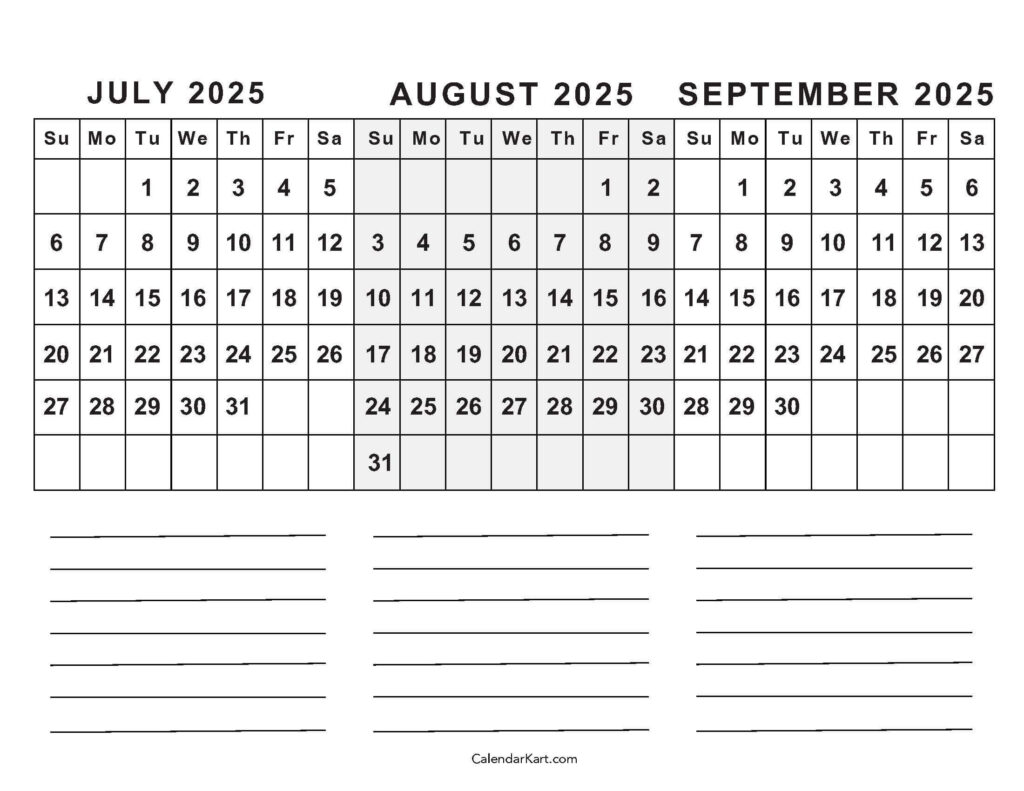 July To September 2025 Calendar (Q3) Calendarkart Pertaining To July Aug Sept 2025 Calendar Printable July To September 2025 Calendar (Q3) Calendarkart Pertaining To July Aug Sept 2025 Calendar Printable