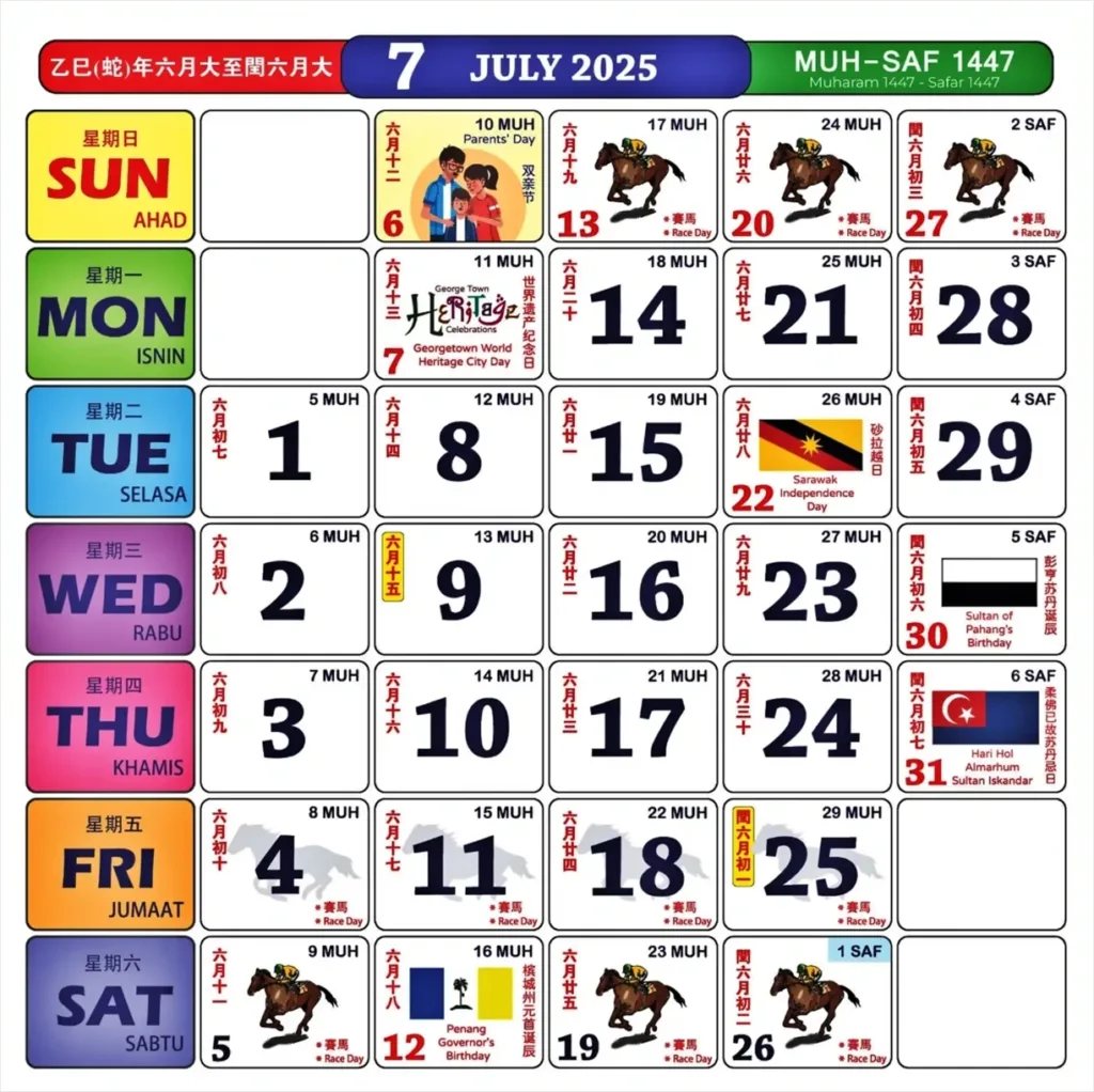 Kalendar 2025: Tarikh Cuti Umum Malaysia Dan Cuti Sekolah Within Calendar Kuda July 2025 Kalendar 2025: Tarikh Cuti Umum Malaysia Dan Cuti Sekolah Within Calendar Kuda July 2025