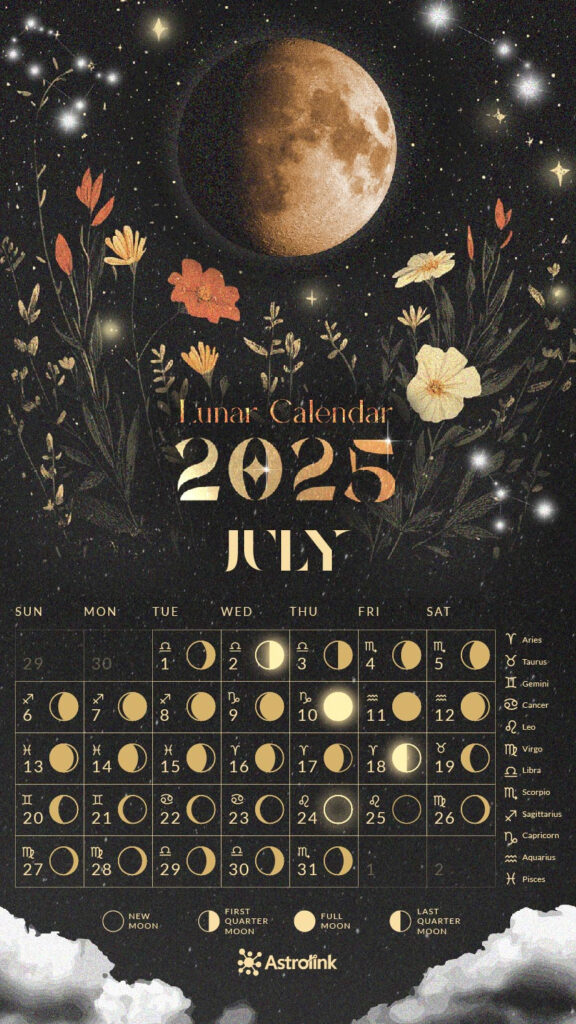 Lunar Calendar 2025: Dates And Moon Phases In Each Sign Pertaining To Lunar Calendar July 2025 Lunar Calendar 2025: Dates And Moon Phases In Each Sign Pertaining To Lunar Calendar July 2025