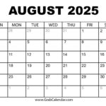 Printable August 2025 Calendar With Free Printable Calendar August 2024 To July 2025