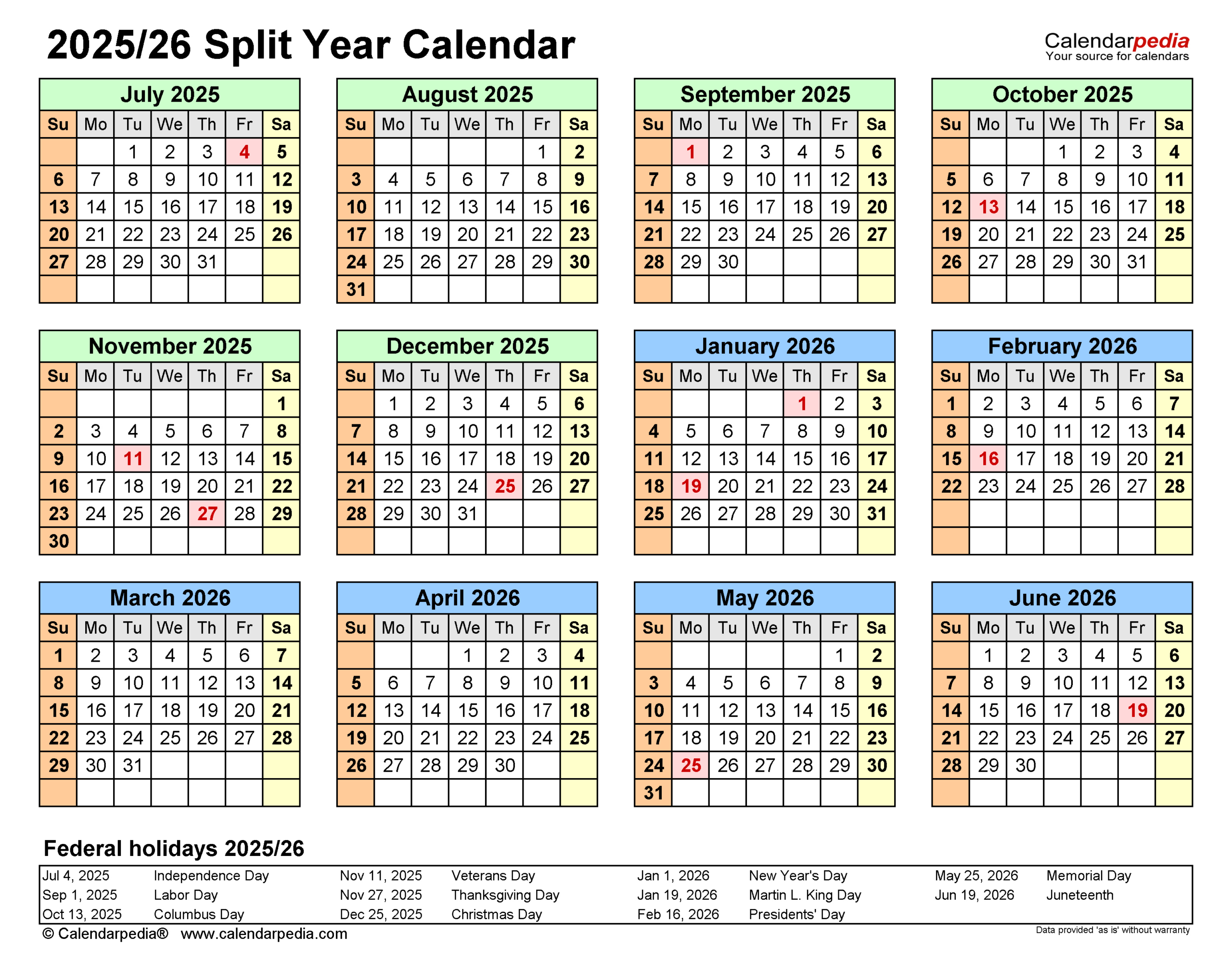 Split Year Calendars 2025/2026 (July To June) - Pdf Templates within Free Printable Calendar July 2025 To June 2026