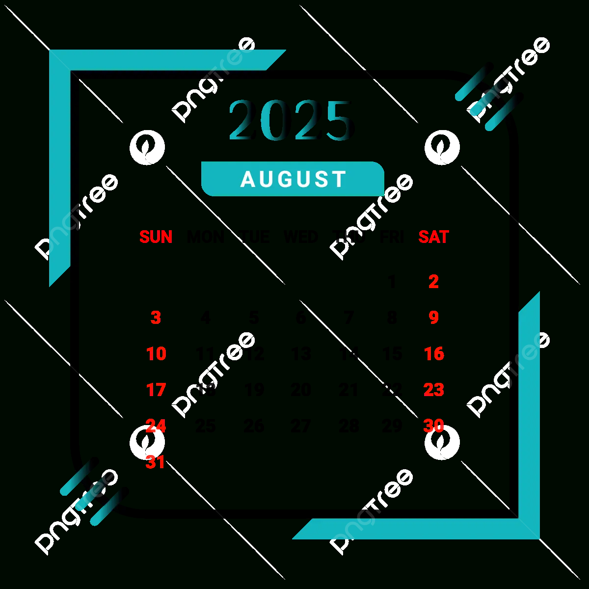 2025 August Month Calendar With Black And Green Vector, Monthly throughout August 2025 Calendar Clip Art